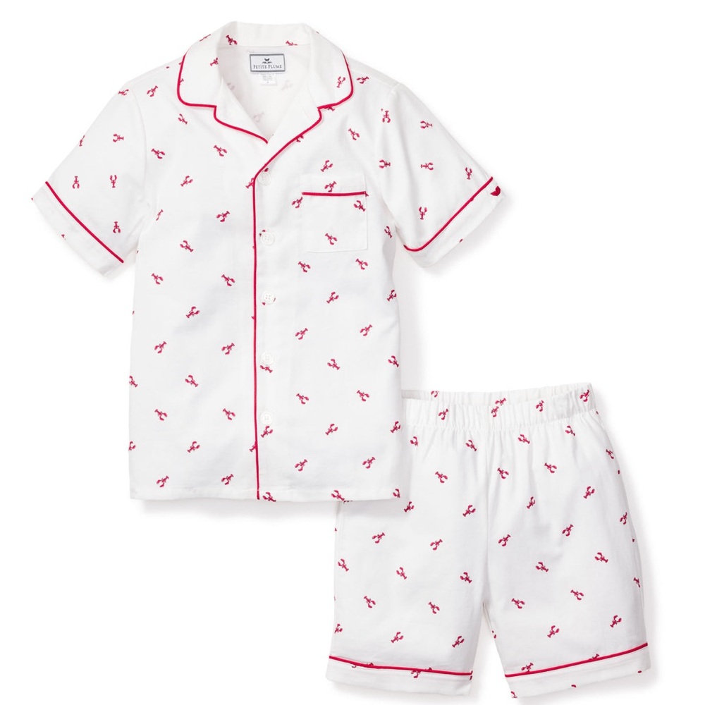 Petite Plume Kids Twill Pajama Short Set in Brixham Lobsters